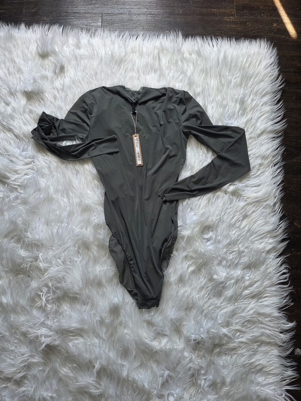 SKIMS Gray  Seamless Long-Sleeve Bodysuit
